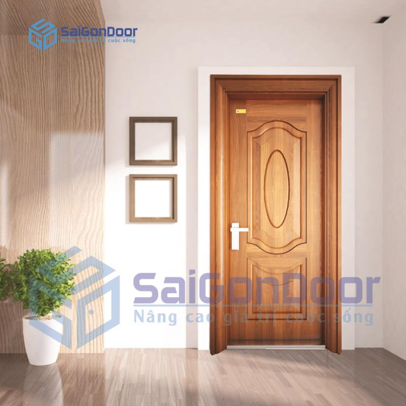 7 ưu điểm vượt trội của cửa thép vân gỗ. 20 Cửa thép vân gỗ 1 cánh