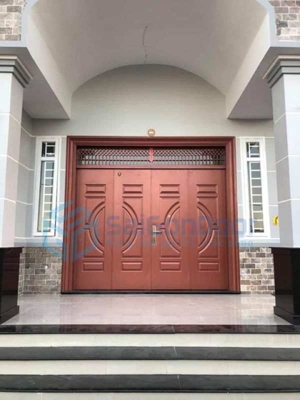 7 ưu điểm vượt trội của cửa thép vân gỗ. 25 Cửa thép vân gỗ 4 cánh