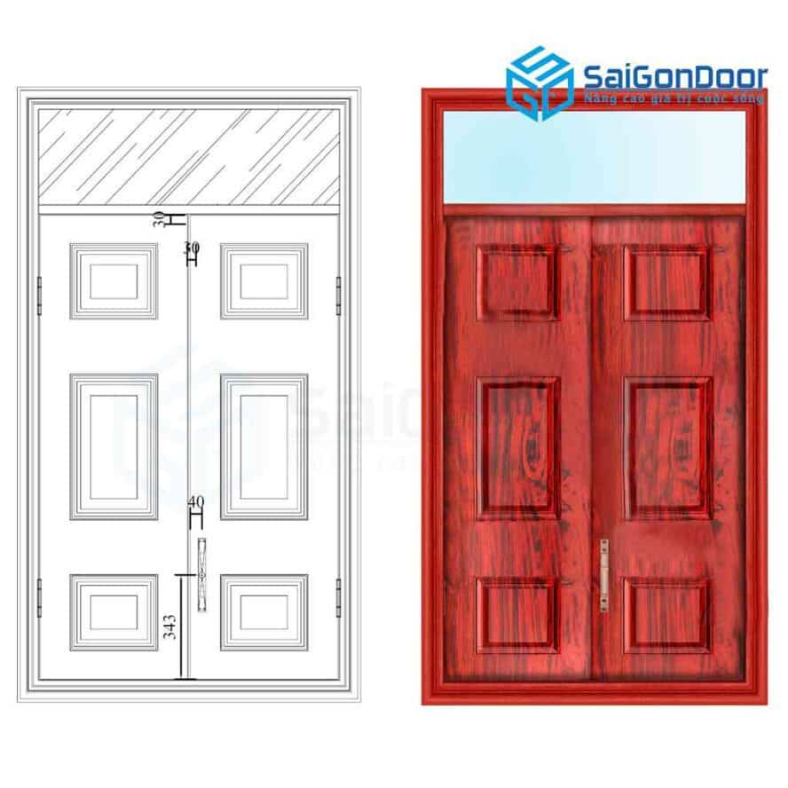 Cửa thép vân gỗ SGD CS2H11-OT 14 Cửa thép vân gỗ SGD CS2H11-OT