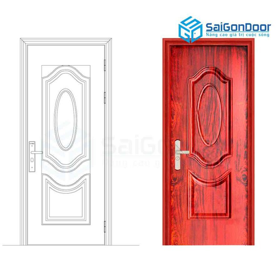 Cửa thép vân gỗ SGD GS1H5 14 Cửa thép vân gỗ SGD GS1H5