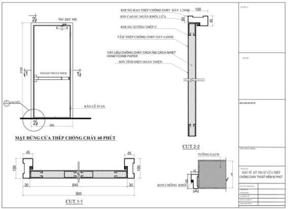 Hướng dẫn chọn kích thước cửa chống cháy đúng tiêu chuẩn 4 Bản vẽ và kích thước cửa chống cháy đơn