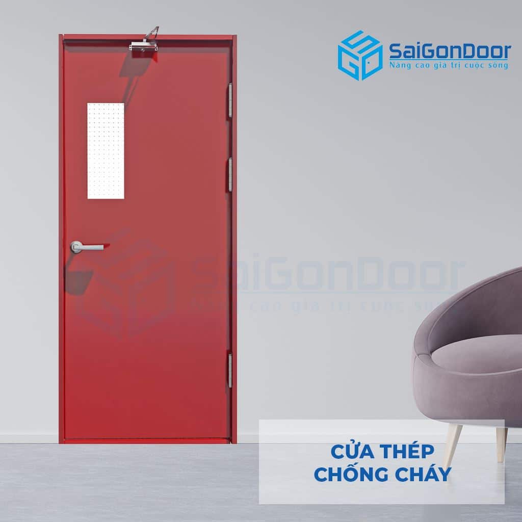 Cửa thoát hiểm thép P1G1 đỏ SGD Cửa thoát hiểm thép P1G1 đỏ SGD