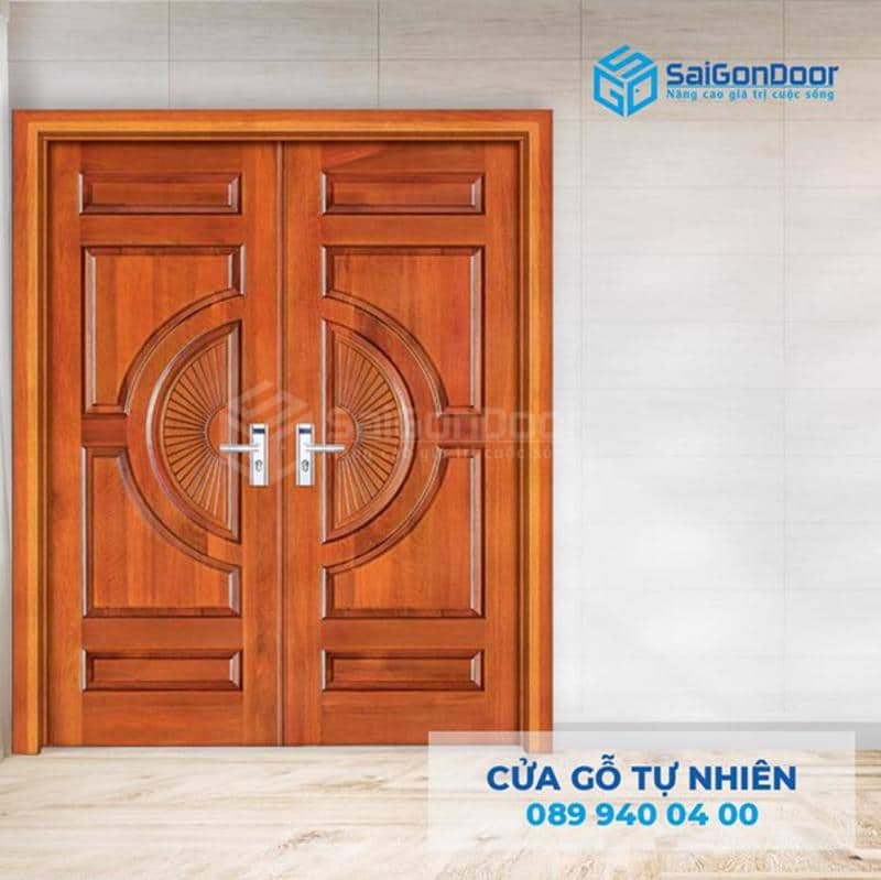 55+ mẫu cửa gỗ tự nhiên 2 cánh đẹp cao cấp có kèm báo giá 6 Cửa gỗ tự nhiên 2 cánh 1