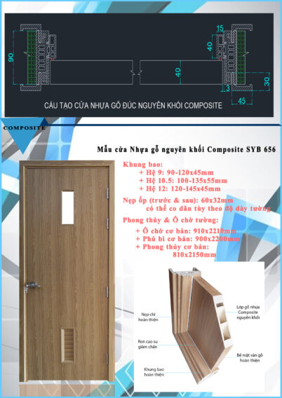 Cấu tạo mẫu cửa nhựa gỗ composite SYB-565