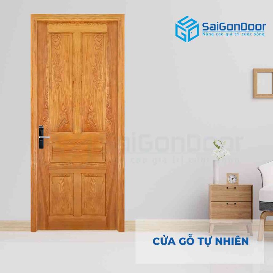 Mẫu cửa phòng ngủ đẹp dùng gỗ tự nhiên 5A Soi