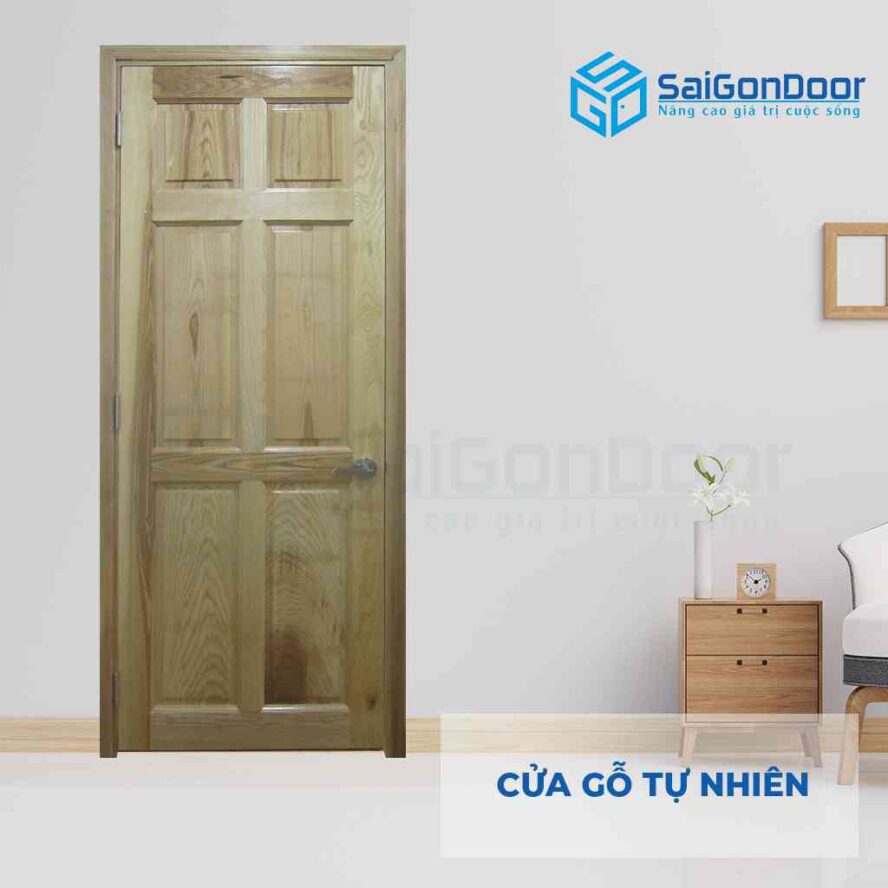 Mẫu cửa phòng ngủ đẹp dùng gỗ tự nhiên 6A Sồi